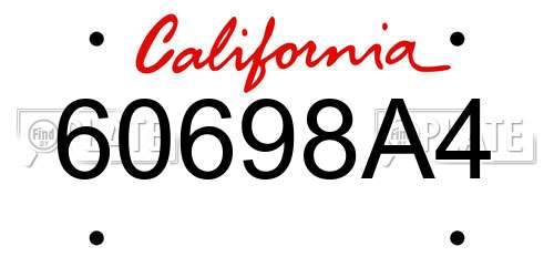 60698A4 California License Plate