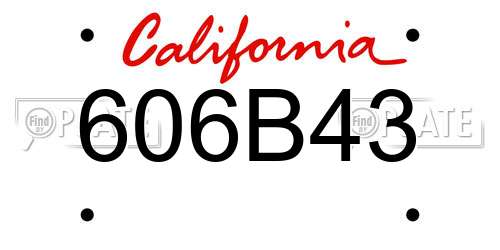 606B43 California License Plate