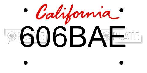 606BAE California License Plate