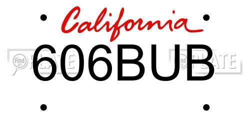 606BUB California License Plate