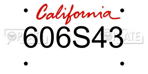 606S43 California License Plate