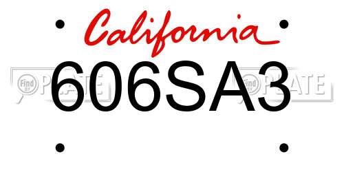 606SA3 California License Plate