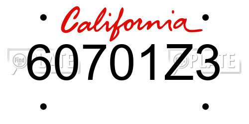 60701Z3 California License Plate