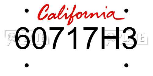 60717H3 California License Plate