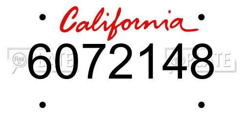 6072148 California License Plate