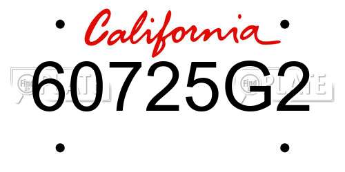 60725G2 California License Plate