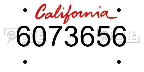 6073656 California License Plate