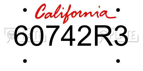 60742R3 California License Plate