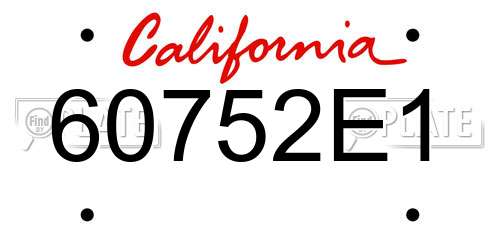 60752E1 California License Plate