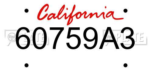 60759A3 California License Plate