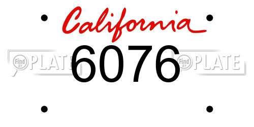 6076 California License Plate