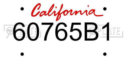60765B1 California License Plate