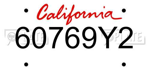 60769Y2 California License Plate
