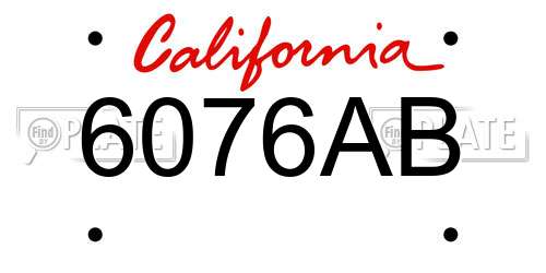 6076AB California License Plate
