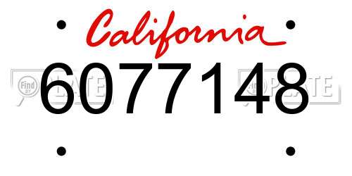 6077148 California License Plate