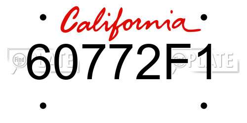 60772F1 California License Plate