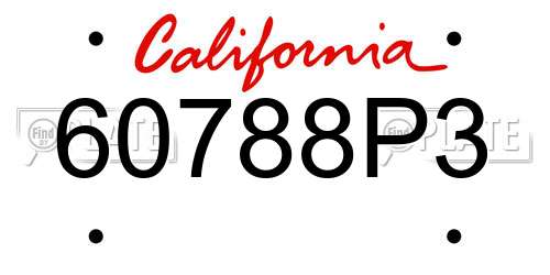 60788P3 California License Plate
