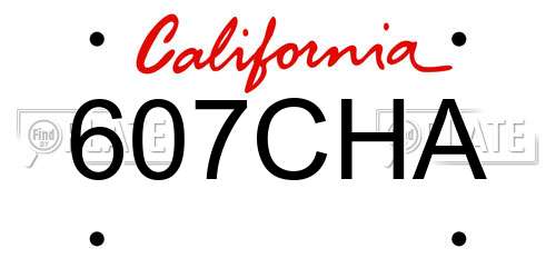 607CHA California License Plate