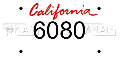 6080 California License Plate