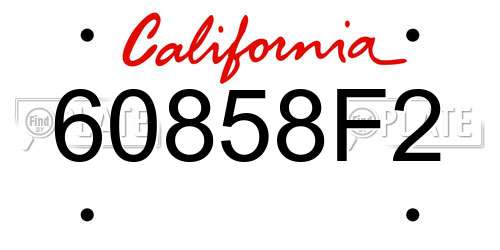 60858F2 California License Plate