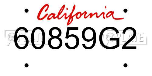 60859G2 California License Plate