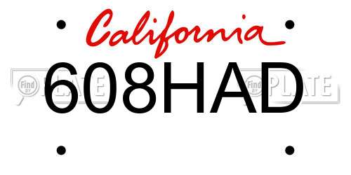 608HAD California License Plate