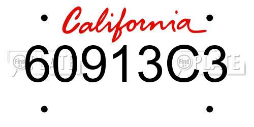60913C3 California License Plate