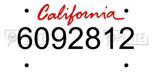 6092812 California License Plate