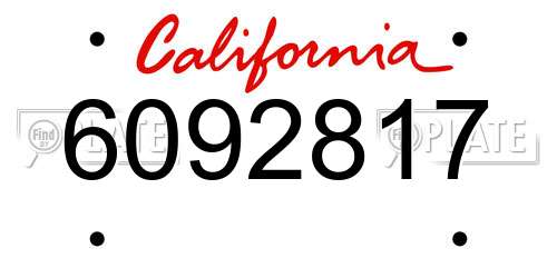 6092817 California License Plate