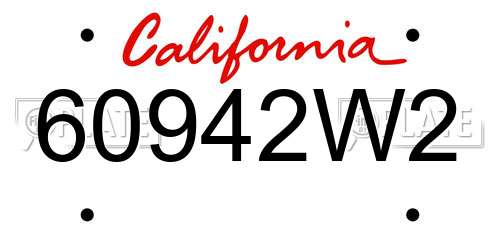 60942W2 California License Plate