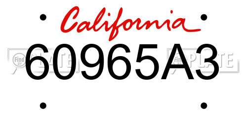 60965A3 California License Plate