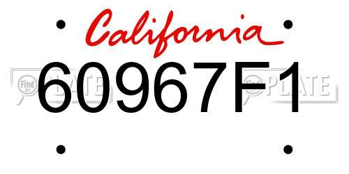 60967F1 California License Plate