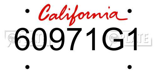 60971G1 California License Plate