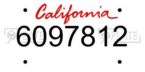 6097812 California License Plate