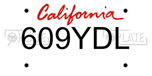 609YDL California License Plate