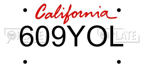 609YOL California License Plate