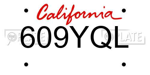 609YQL California License Plate
