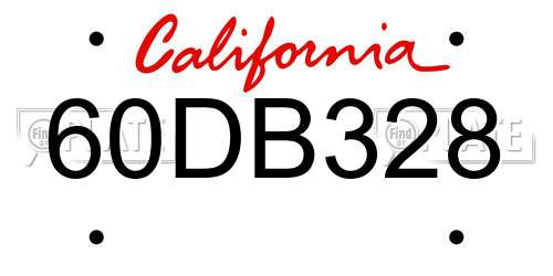 60DB328 California License Plate