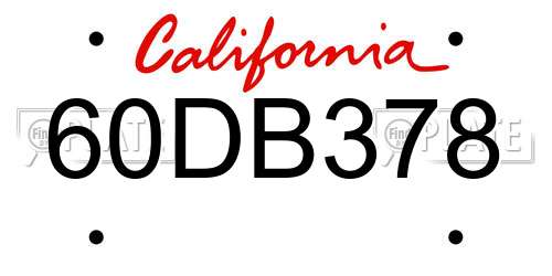60DB378 California License Plate