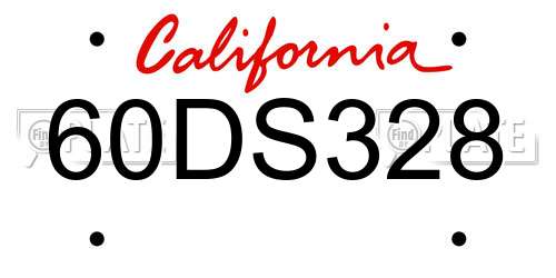 60DS328 California License Plate