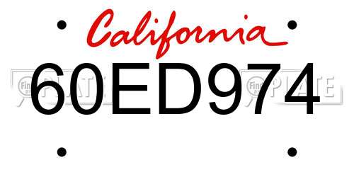 60ED974 California License Plate