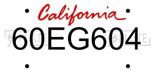 60EG604 California License Plate