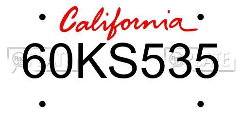 60KS535 California License Plate