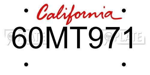 60MT971 California License Plate