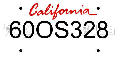 60OS328 California License Plate