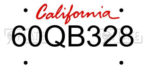 60QB328 California License Plate