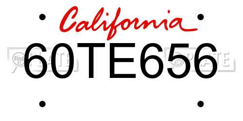60TE656 California License Plate