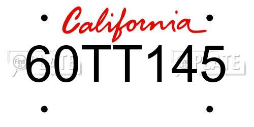 60TT145 California License Plate