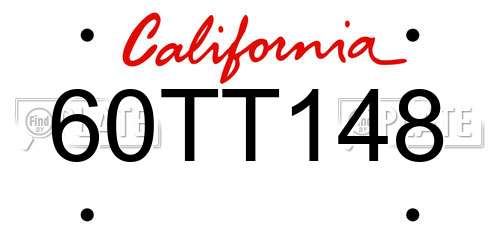 60TT148 California License Plate