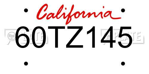 60TZ145 California License Plate